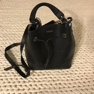 FURLA black satchel leather bag